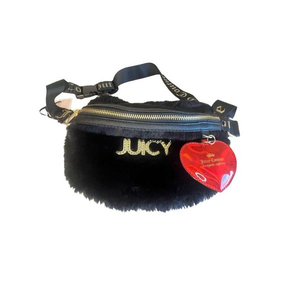 Juicy Couture Handbags - JUICY COUTURE Black Faux Fur Furilicious Belt bag